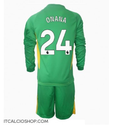 Manchester United Andre Onana #24 Portiere Terza Maglia Bambino 2024-25 Manica Lunga (+ Pantaloni corti)